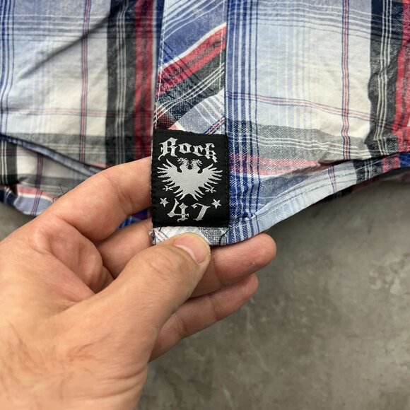 ROCK47 WESTERN PEARL SNAP BUTTON UP SHIRT MENS MEDIUM LONG SLEEVE EMBROIDERED - Picture 5 of 10